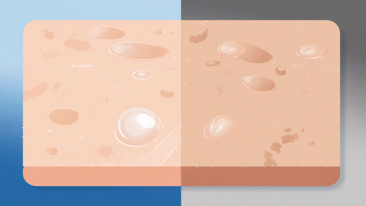 Split‑screen illustration comparing skin after moisturizer‑first vs primer‑first.
