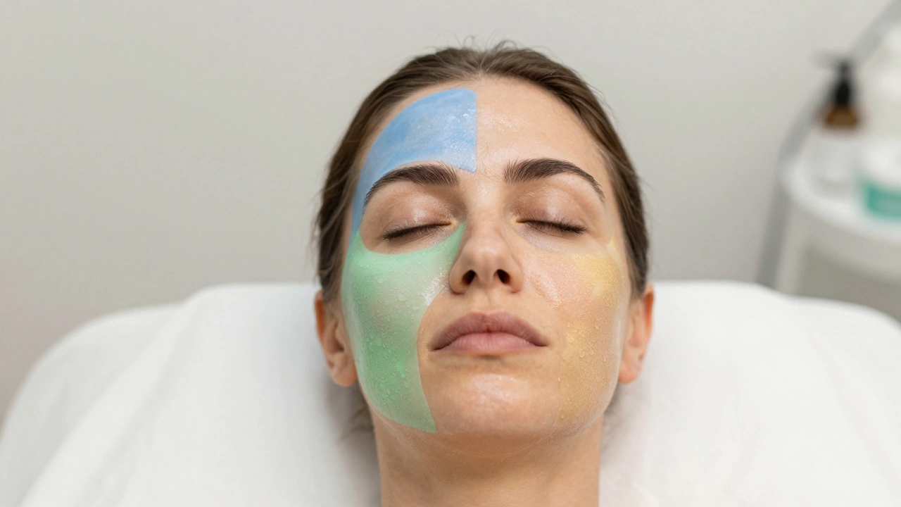 Three skin zones highlighted with glowing tones showing personalized treatment effects.