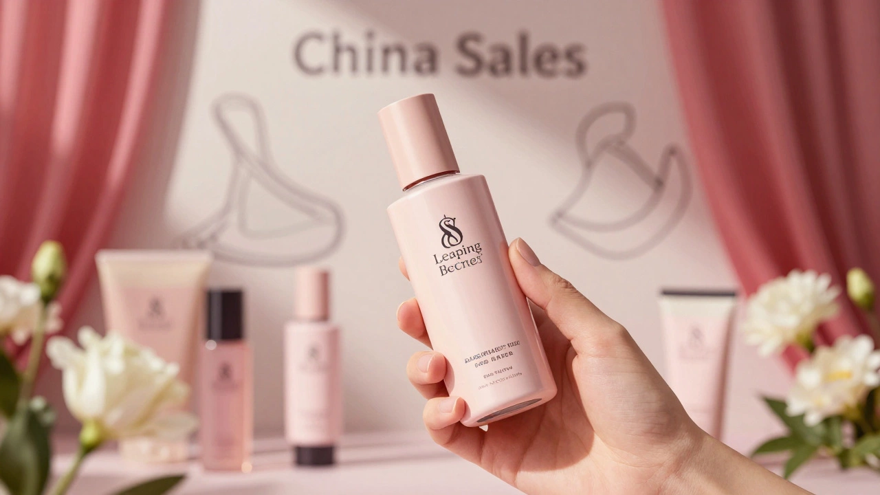 Cruelty-free makeup with Leaping Bunny logo surrounded by flowers, while Victoria’s Secret products fade into shadow.