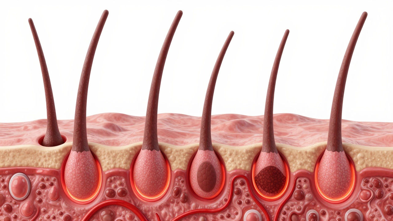 Macro view of hair follicles and scalp biology
