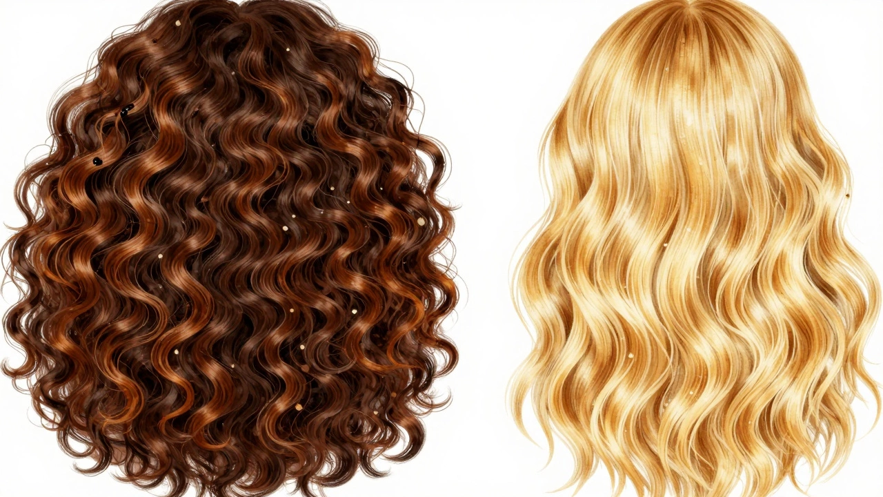 Comparison of heavy oil on curly hair vs light oil on fine hair