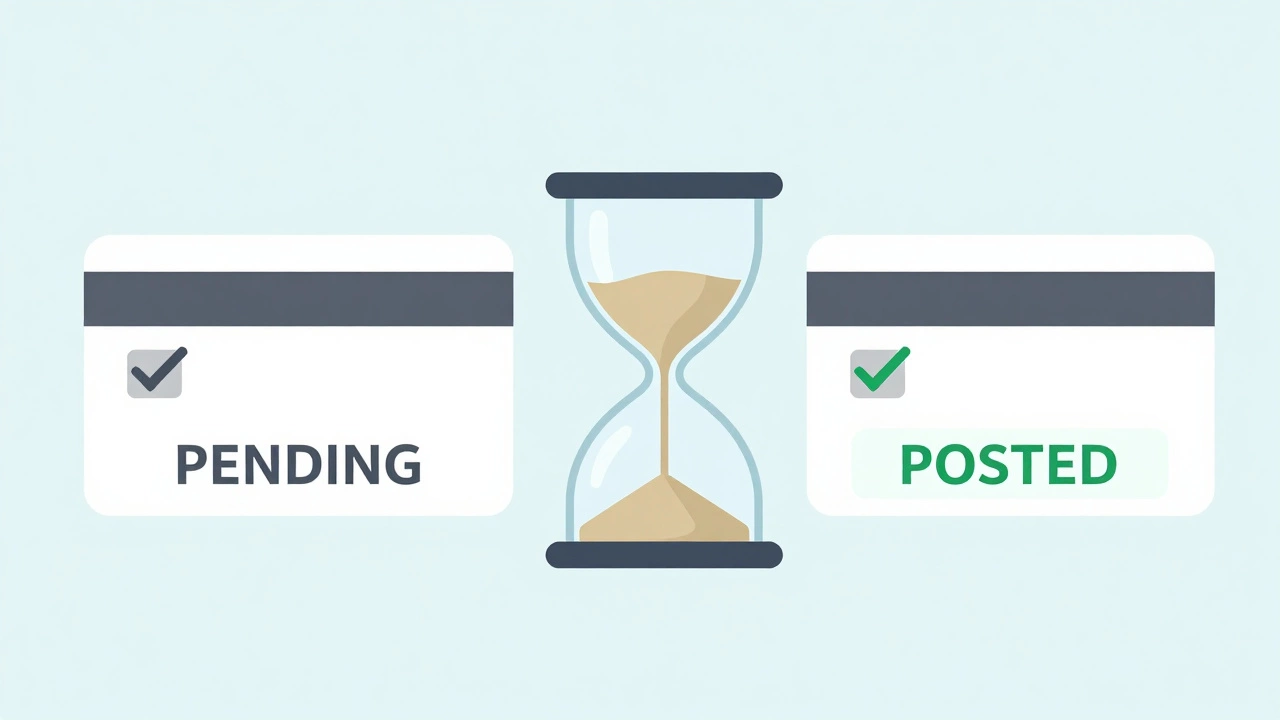 Illustration comparing pending vs posted bank transactions