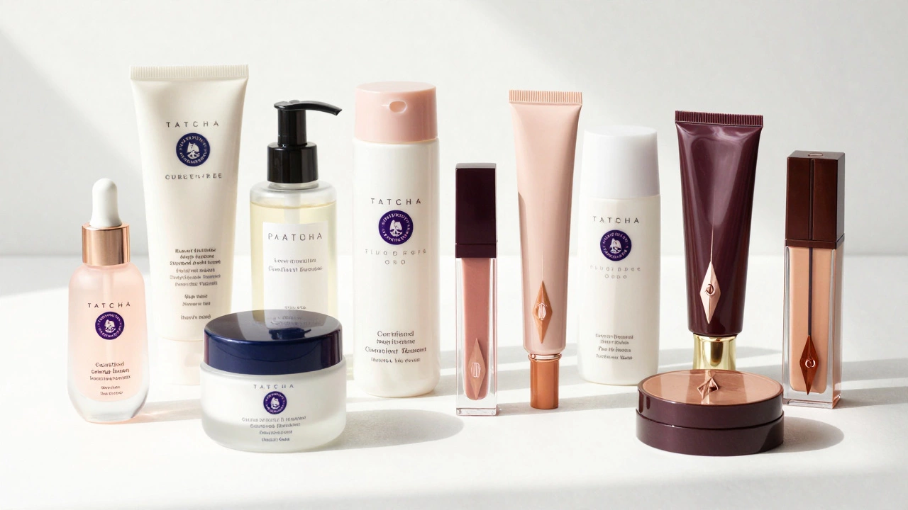 Certified cruelty-free beauty products with Leaping Bunny logos in bright light