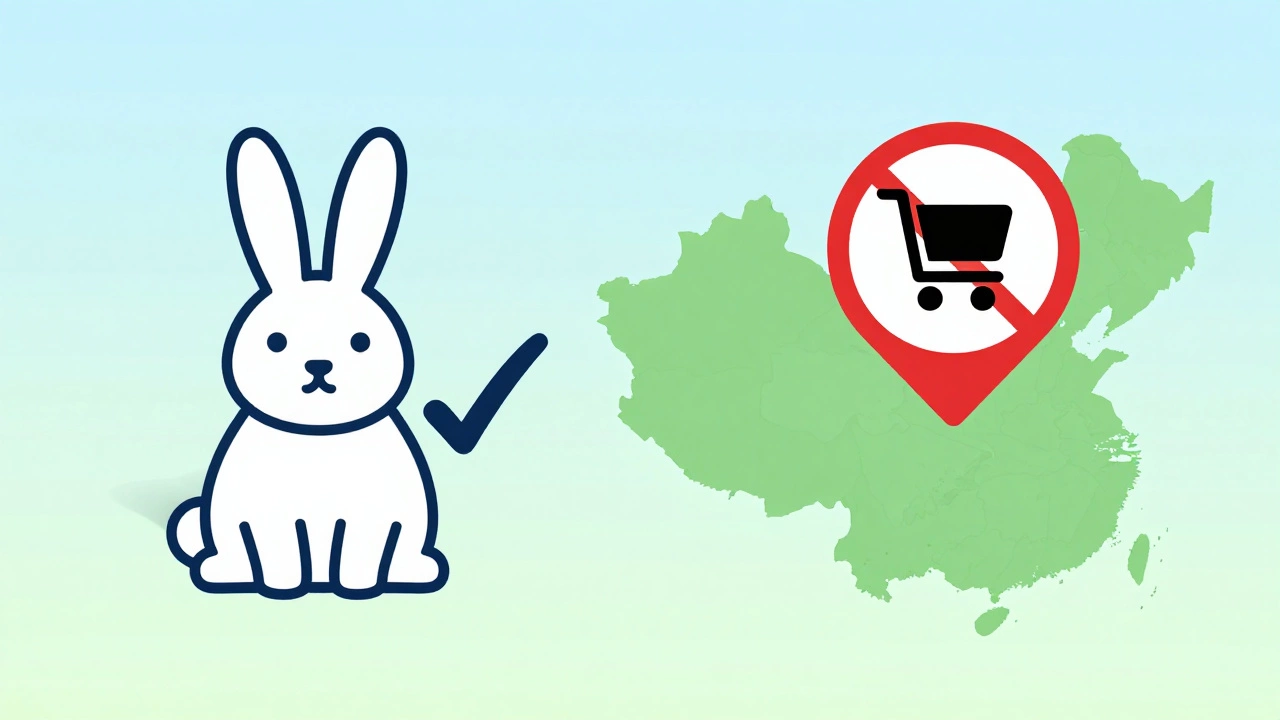 Illustration showing cruelty-free certification icons and China market strategy