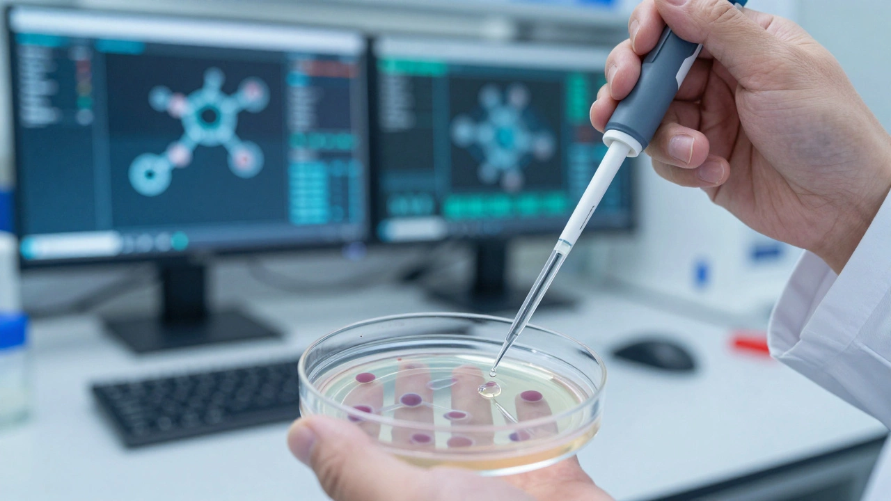 Lab scene with pipette and petri dish representing non-animal testing methods