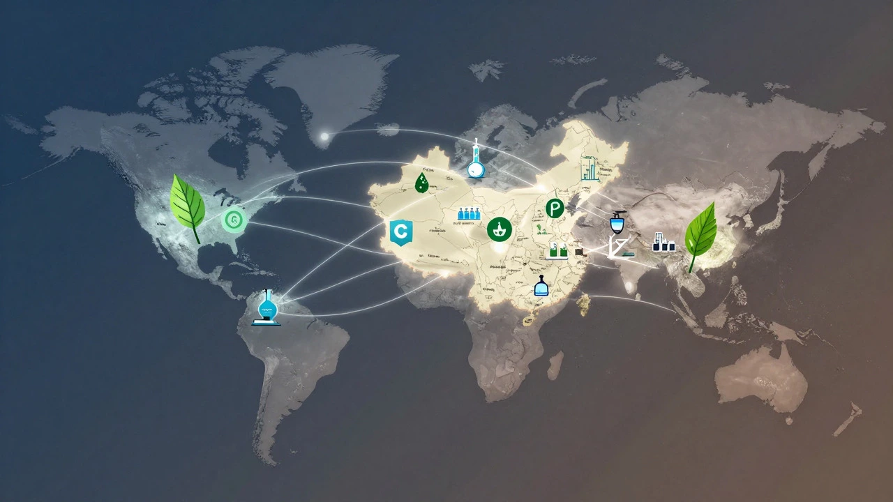 Map illustrating global beauty supply chain complexities