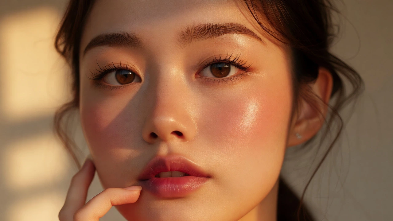Portrait of a woman with a natural, glowing makeup look