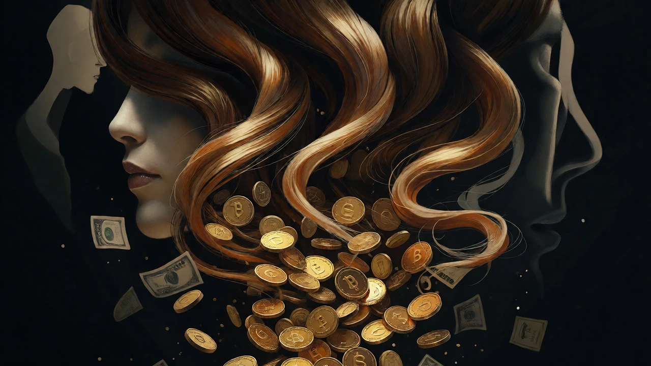 Artistic depiction of hair turning into money symbolizing the high cost of extensions